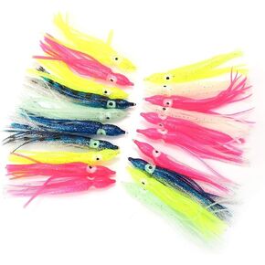 20Pcs Squid Fishing Lures, Artificial Soft Octopus Skirts Trolling Saltwater Bait(10cm) Hoochie Lure