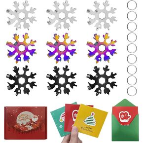 9 Packs Snowflake Multi Tool,Snowflake Wrench/Bottle Opener/Screwdriver Kit, 18 in 1 Snowflake Multitool,Stainless Steel Portable Star Tool for Christmas Great Gifts