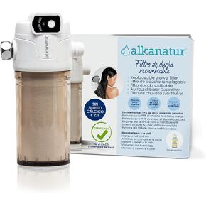 Alkanatur Shower Water Filter With Replacement Filter- Eliminates Chlorine & Other Chemicals From Water - Certified By The Cacti - Best Shower Filter For Hair And Skin - 100% Calcium Sulfite-Free