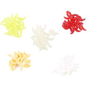 125pcs Fake Maggots Soft Plastic Worms Soft-Bait Worm Maggots Fishing Bait 5 Color Luminescent Maggot Fishing Bait