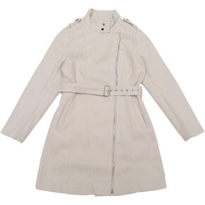 Allegra K Winter Overcoat for Women's Mid-thigh Stand Collar Zip Up Long Coat