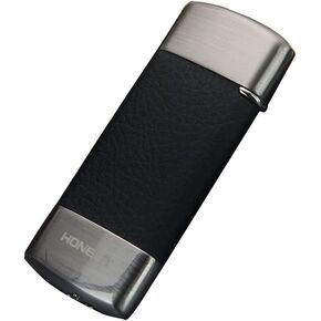 Slim Soft Flame Lighter, Cigar Butane Torch Lighter, Refillable Lighter with Wheel Flint Ignition, Mini Pocket Lighter, Great Gift for Men for Birthday, Christmas (No Gas) (Black)