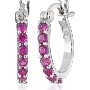 Dainty 925 Sterling Silver Gemstone Birthstone Demi Fine Hoop Earrings