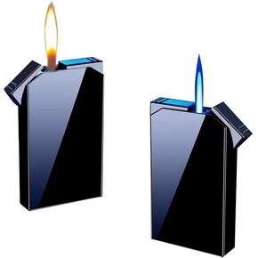 Jet Torch Cigar Lighter, Soft/Jet Flame Switchable Cigarette Lighter with Flame Adjustable, Refillable Butane Lighter, Great Gift for Man, Birthday, Christmas (Black)
