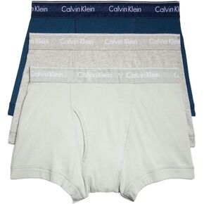 Calvin Klein Men's Cotton Classics 5-Pack Trunk (Atlantic Deep/Cinnabar/Grey Heather/Bel Air Blue/Blueberry, Large)