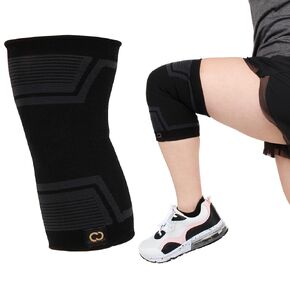 Copper Compression PowerKnit Knee Sleeve- Copper Stabilizer Support Brace for Meniscus Tear, ACL, MCL, Arthritis, Joint Pain Relief, Running, Sports, Hiking- Men & Women- Fits Right/Left - L/XL
