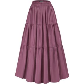 Scarlet Darkness Maxi Long Skirts for Women Summer Flowy Renaissance Skirt with Pockets