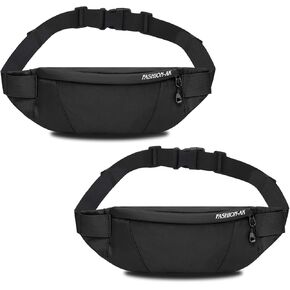 ANRUI Small Fanny Pack for Men & Women, Crossbody Bag with Adjustable Strap Plus Long Waist Bag For Women,Small Waist Pack for Sports Hiking Running-Black