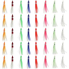 40 PCS Luminous Octopus Bait,Silicone Luminous Octopus Squid Skirt Trolling Swimbait 8 color for Bass Saltwater Freshwater Fishing
