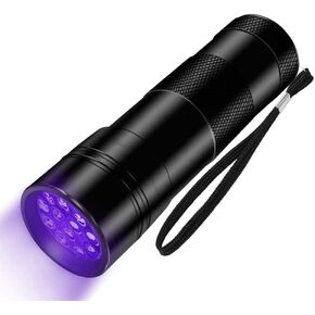 Black Light UV Flashlight 12 LED 395nm for Ultraviolet Blue Light Torch for Scorpions Dog Cat Pet Urine Detector Fluorescent Minerals