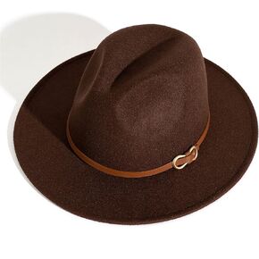 قبعة فيدورا ذات حافة واسعة للسيدات من HUDANHUWEI، قبعة أنيقة من اللباد in Kuwait