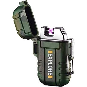 Waterproof Lighter Outdoor Windproof Lighter Dual Arc Lighter Electric Lighters USB Rechargeable-Flameless-Plasma Lighter for Camping,Hiking