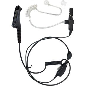 1-Wire FBI Security Acoustic Clear Tube Earpiece Headset with PTT Mic for Motorola Two-Way Radios XPR7350e, XPR7550e, XPR7580, XiR-P8268, MTP850S, APX900, APX1000