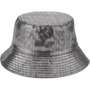 Metallic Bucket Hat for Women Men Shiny Holographic Sun Protection Hat Fisherman Hat for Rave Concert Festival in Kuwait