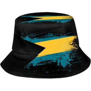 Cute Bahamas Flag Bucket Hat Retro Unisex Fashion Packable Summer Travel Beach Sun Hat for Women Men