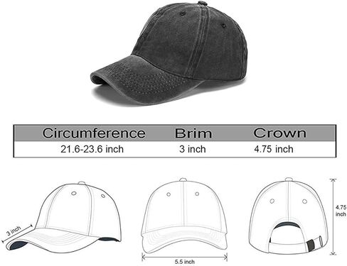 قبعات بيسبول نسائية أنا أفكر، قبعات أبي صيفية عتيقة من قماش الدنيم قابلة للتعديل in Kuwait