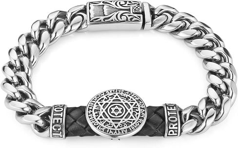 HZMAN Knight Templar Red Cross Bracelet Put On The Whole Armor of God Eph 6:13-17 Stainless Steel Cuban Chain Link Bracelet Commemorative Gift in Saudi Arabia