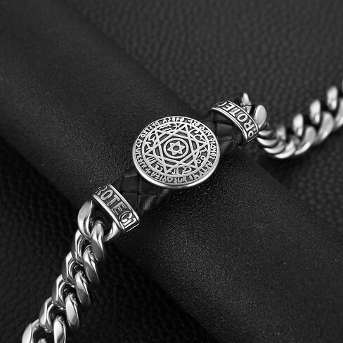 HZMAN Knight Templar Red Cross Bracelet Put On The Whole Armor of God Eph 6:13-17 Stainless Steel Cuban Chain Link Bracelet Commemorative Gift in Saudi Arabia