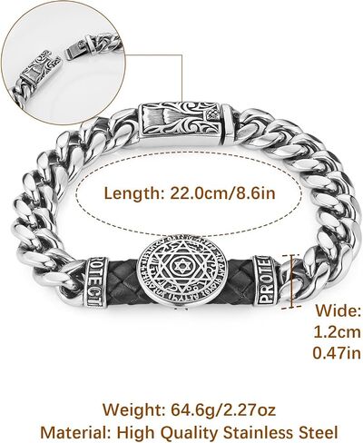HZMAN Knight Templar Red Cross Bracelet Put On The Whole Armor of God Eph 6:13-17 Stainless Steel Cuban Chain Link Bracelet Commemorative Gift in Saudi Arabia