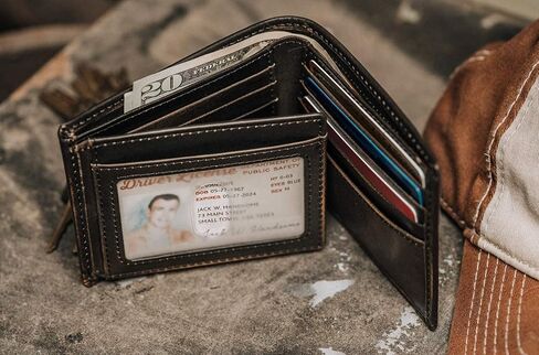 HoJ Co. DUCK Bifold Wallet For Men | Outdoor Sportsman Men's Wallet | Hand Burnished Full Grain Leather | Mens Slim Wallet | Duck Hunter Gift in Saudi Arabia