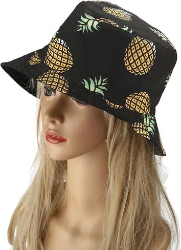 Joylife Banana Print Bucket Hat Fruit Pattern Fisherman Hats Summer Reversible Packable Cap in Kuwait