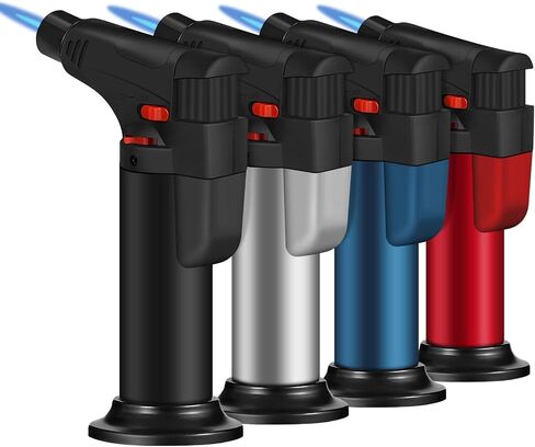 Butane Torch Candle Lighter Set,Refillable, Jet Flame,Windproof,Adjustable Flame, Safety Lock, Ideal for Culinary, Crafts, Camping,Cooking,4 Colors,(Butane Not Included) in Saudi Arabia