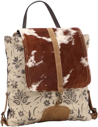 Myra Bag Stalk Upcycled Canvas & Cowhide Backpack S-1439 in Saudi Arabia