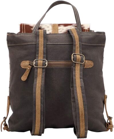 Myra Bag Stalk Upcycled Canvas & Cowhide Backpack S-1439 in Saudi Arabia