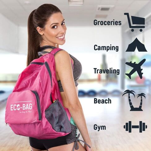 Acuvar Packable Foldable Ultralight Lightweight Travel Camping Hiking Outdoor Sports Waterproof Backpack Daypack Pink Large in Saudi Arabia