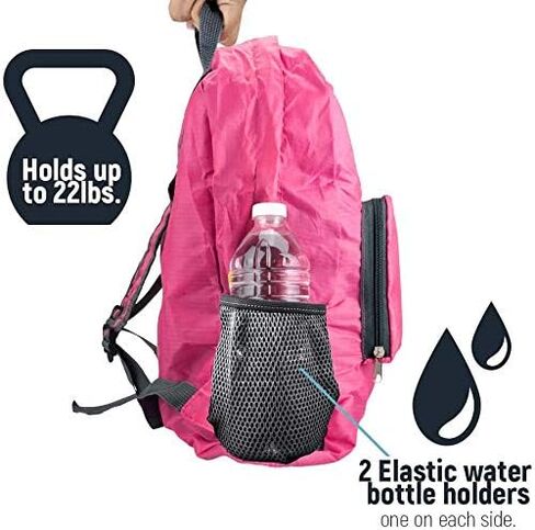 Acuvar Packable Foldable Ultralight Lightweight Travel Camping Hiking Outdoor Sports Waterproof Backpack Daypack Pink Large in Saudi Arabia