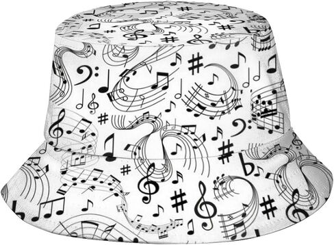 Musical Music Note Bucket Hat,Funny Beach Fisherman Hats Sun Wide Brim Cap for Women Men and Teens in Saudi Arabia