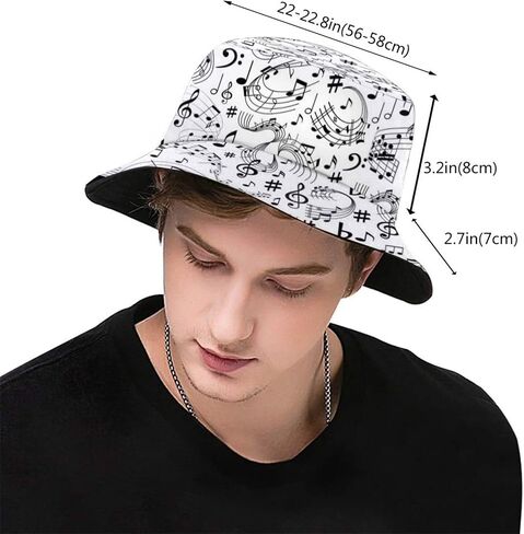 Musical Music Note Bucket Hat,Funny Beach Fisherman Hats Sun Wide Brim Cap for Women Men and Teens in Saudi Arabia