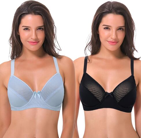 Curve Muse Women's Plus Size Unlined Minimizer Underwire Full Figure Bra-3Pack in Kuwait