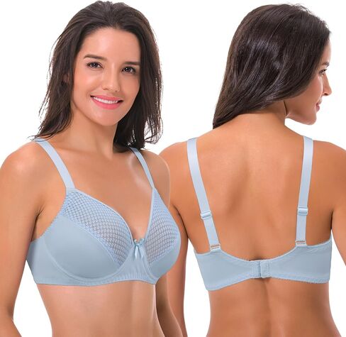 Curve Muse Women's Plus Size Unlined Minimizer Underwire Full Figure Bra-3Pack in Kuwait