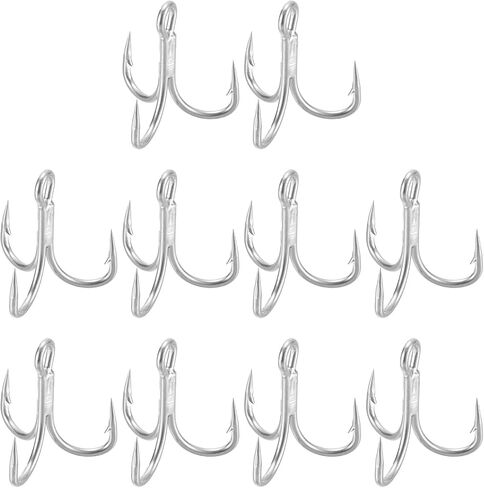 PATIKIL Fishing Treble Hooks, 4X Strong Treble Fish Hook High Carbon Steel Fishing Hooks Round Bend Barbed for Freshwater Saltwater in Saudi Arabia