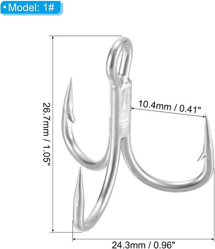PATIKIL Fishing Treble Hooks, 4X Strong Treble Fish Hook High Carbon Steel Fishing Hooks Round Bend Barbed for Freshwater Saltwater in Saudi Arabia