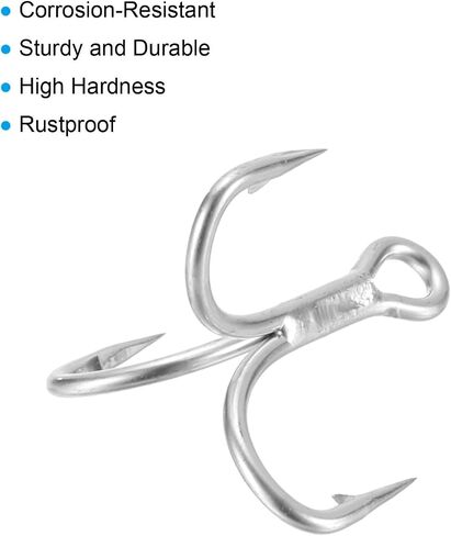 PATIKIL Fishing Treble Hooks, 4X Strong Treble Fish Hook High Carbon Steel Fishing Hooks Round Bend Barbed for Freshwater Saltwater in Saudi Arabia