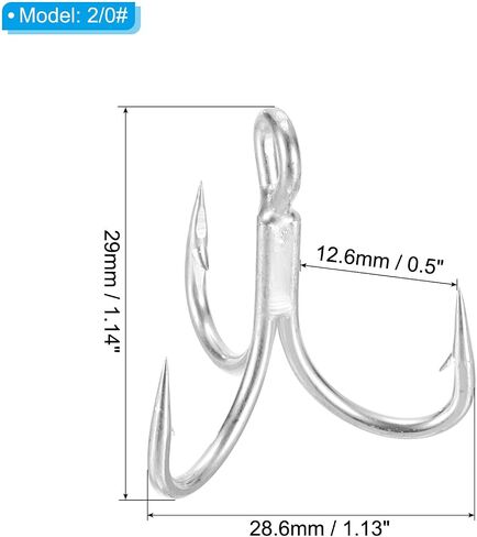 PATIKIL Fishing Treble Hooks, 4X Strong Treble Fish Hook High Carbon Steel Fishing Hooks Round Bend Barbed for Freshwater Saltwater in Saudi Arabia