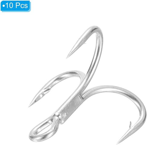 PATIKIL Fishing Treble Hooks, 4X Strong Treble Fish Hook High Carbon Steel Fishing Hooks Round Bend Barbed for Freshwater Saltwater in Saudi Arabia