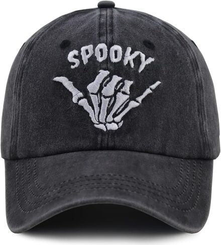Spooky Gifts for Women Men, Funny Embroidered Halloween Hat, Adjustable Cotton Skeleton Fingers Baseball Cap, Halloween Christmas Birthday Gifts for Girlfriend Boyfriend Dad Mom Wife Husband Friends in Kuwait