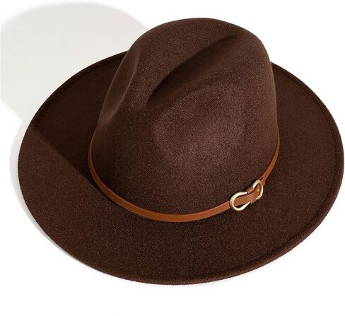 قبعة فيدورا ذات حافة واسعة للسيدات من HUDANHUWEI، قبعة أنيقة من اللباد in Kuwait