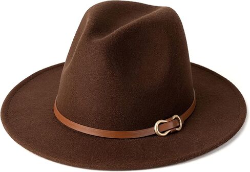 قبعة فيدورا ذات حافة واسعة للسيدات من HUDANHUWEI، قبعة أنيقة من اللباد in Kuwait