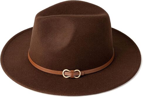 قبعة فيدورا ذات حافة واسعة للسيدات من HUDANHUWEI، قبعة أنيقة من اللباد in Kuwait