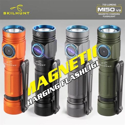 SKILHUNT M150 V3 Pocket AA led 750 Lumen outdoor home use Keychain EDC Magnetic USB Rechargeable Light Flashlight(Grey, High CRI 5000K) in Kuwait