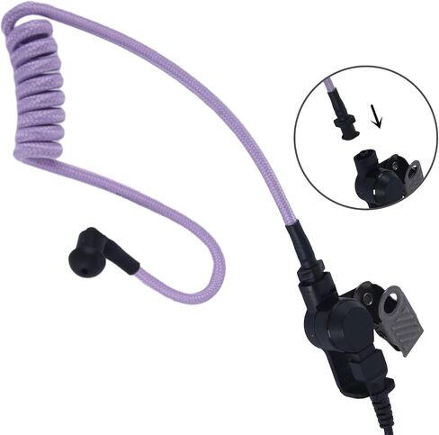 Replacement Braided Nylon Fiber Acoustic Coil Tube Moisture Proof Color for Radio Earpiece (PurePurple-1) in Saudi Arabia