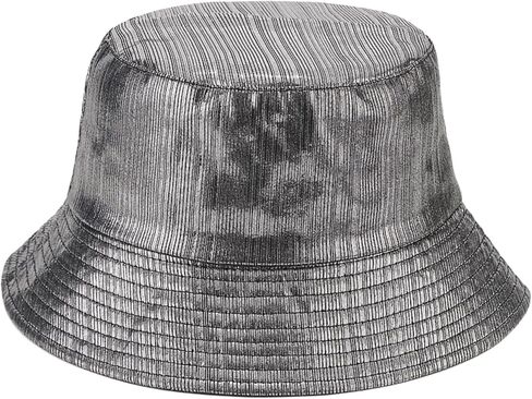 Metallic Bucket Hat for Women Men Shiny Holographic Sun Protection Hat Fisherman Hat for Rave Concert Festival in Kuwait