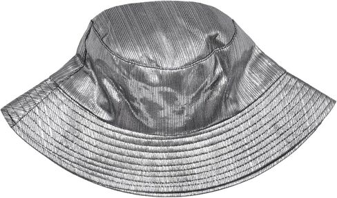 Metallic Bucket Hat for Women Men Shiny Holographic Sun Protection Hat Fisherman Hat for Rave Concert Festival in Kuwait