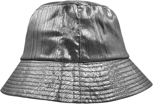 Metallic Bucket Hat for Women Men Shiny Holographic Sun Protection Hat Fisherman Hat for Rave Concert Festival in Kuwait