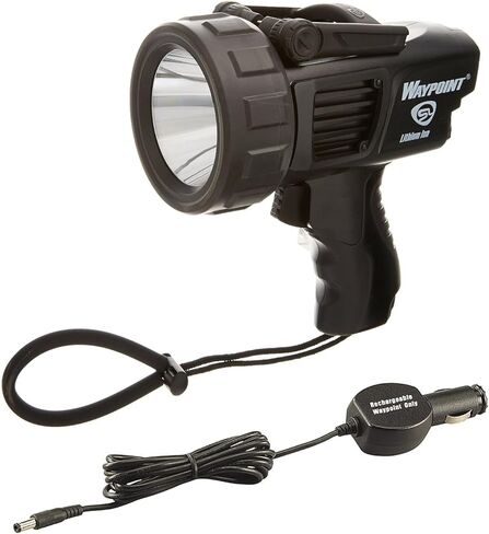 STREAMLIGHT Lightweight Rechargeable Long-Range 1000 Lumens Waypoint 300 Black Spotlight w/120V AC Charger with Waypoint Rechargeable/Super Siege 12V DC Cord in Saudi Arabia