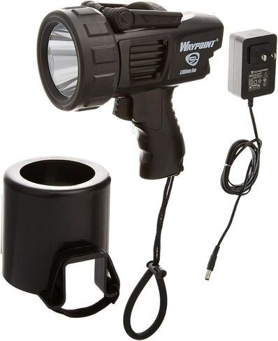 STREAMLIGHT Lightweight Rechargeable Long-Range 1000 Lumens Waypoint 300 Black Spotlight w/120V AC Charger with Waypoint Rechargeable/Super Siege 12V DC Cord in Saudi Arabia